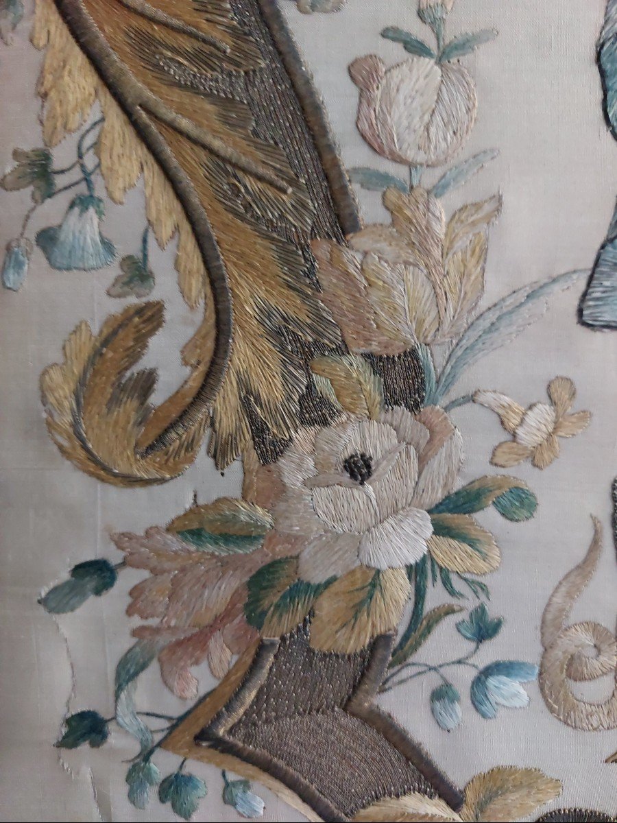 Embroidery On Silk 18th Century Virgin-photo-7