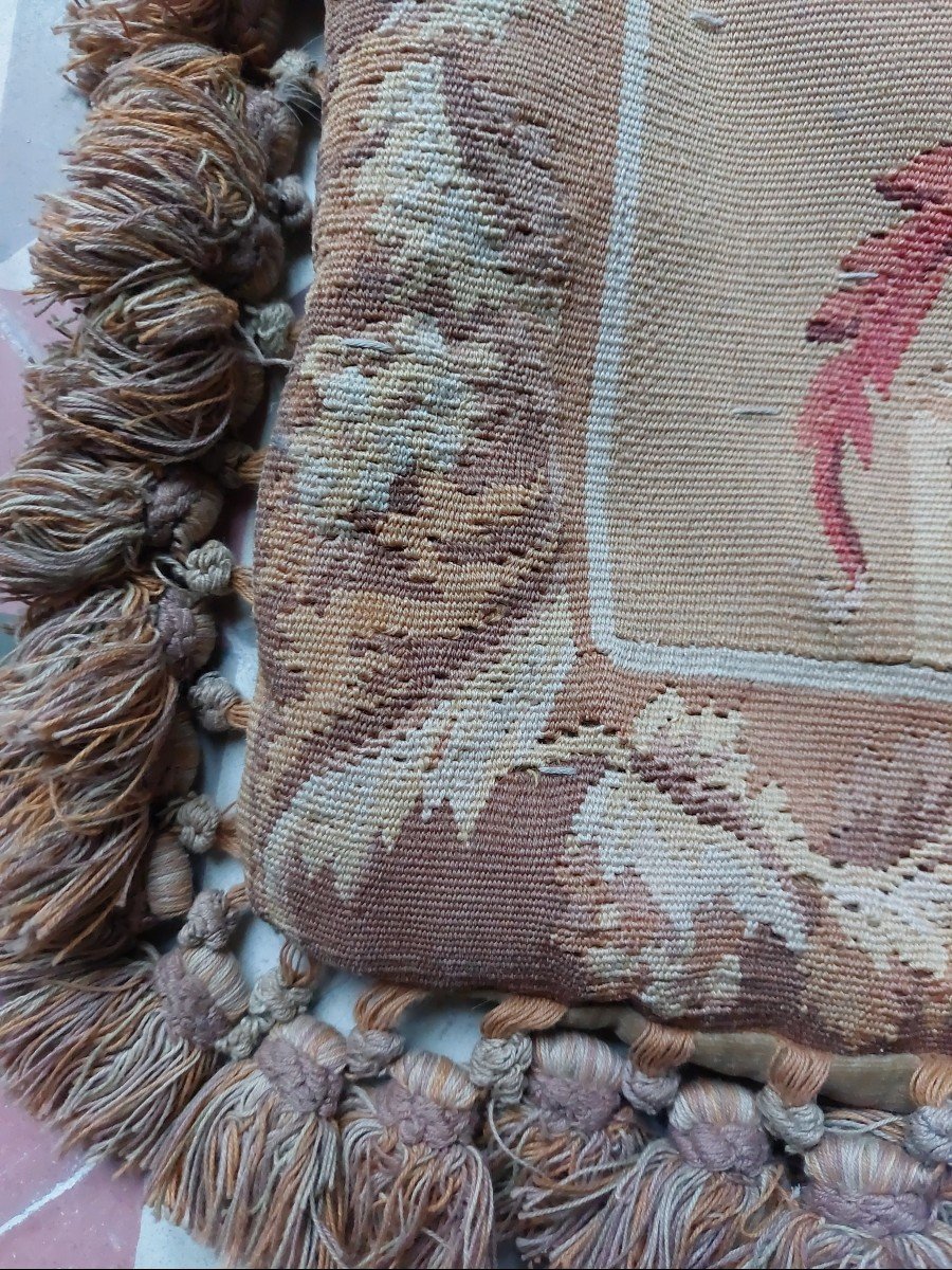 Aubusson Tapestry Cushion 18th Century Cherub-photo-1
