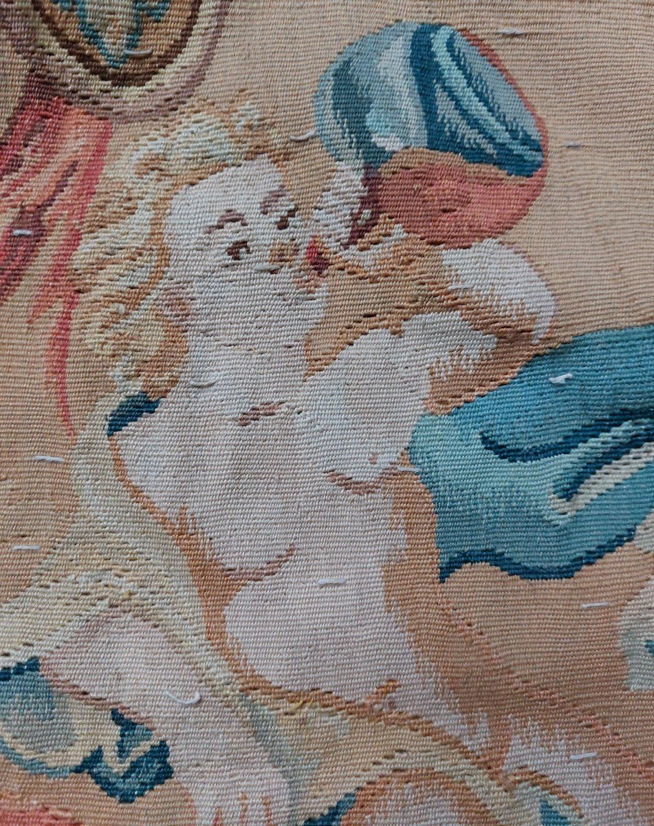 Aubusson Tapestry Cushion 18th Century Cherub