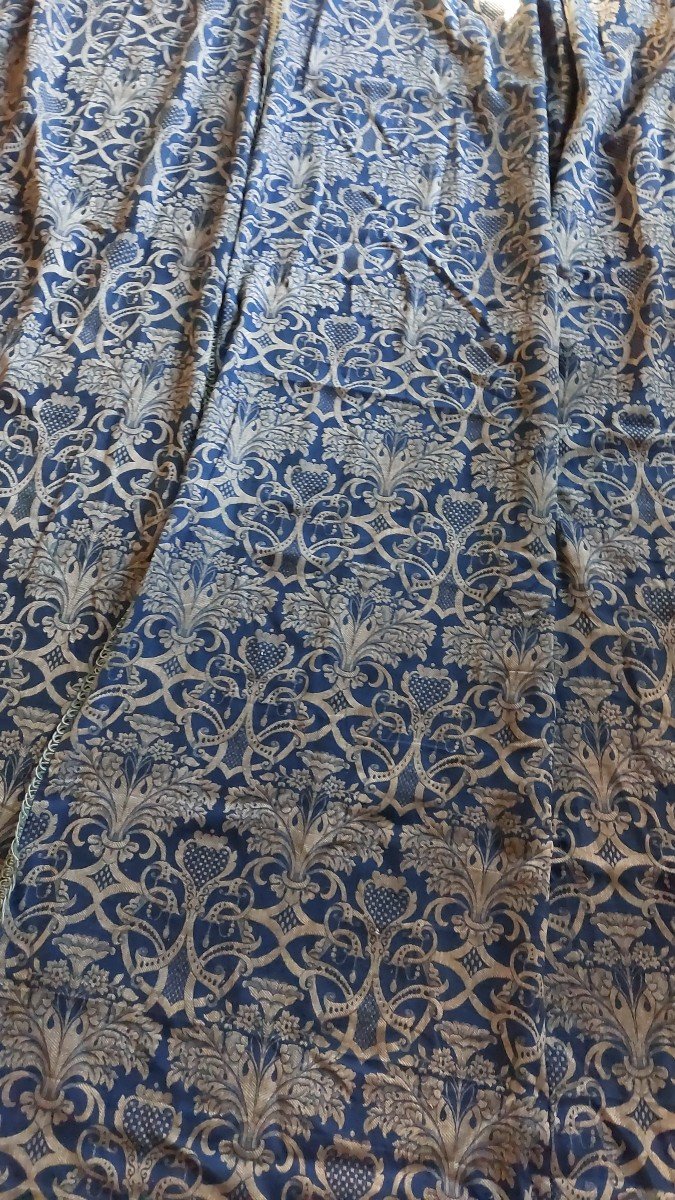 Pair Of Blue Renaissance Style Curtains By Fortuny -photo-3