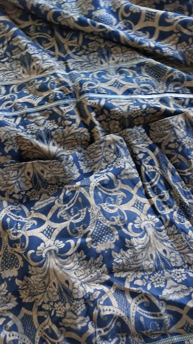 Pair Of Blue Renaissance Style Curtains By Fortuny -photo-2