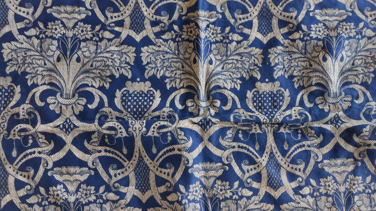 Paire De Rideaux Bleu Style Renaissance Goût Fortuny 