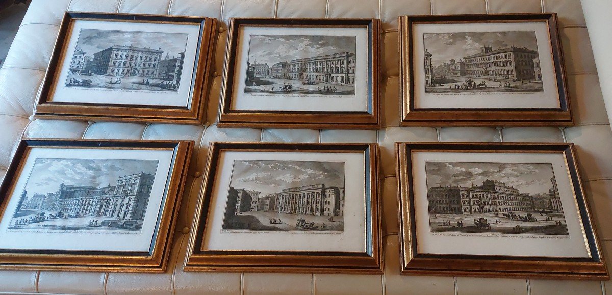 Suite Of 6 Engravings 18th Century Italy Palazzo -photo-2