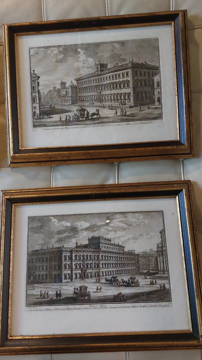 Suite Of 6 Engravings 18th Century Italy Palazzo -photo-4