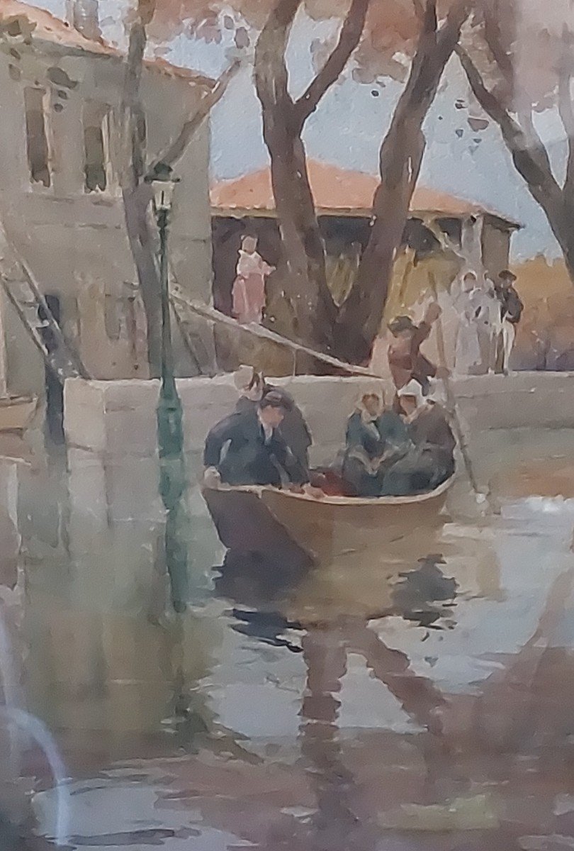 Aquarelle Avignon Sous Les Eaux Signée R Leverd