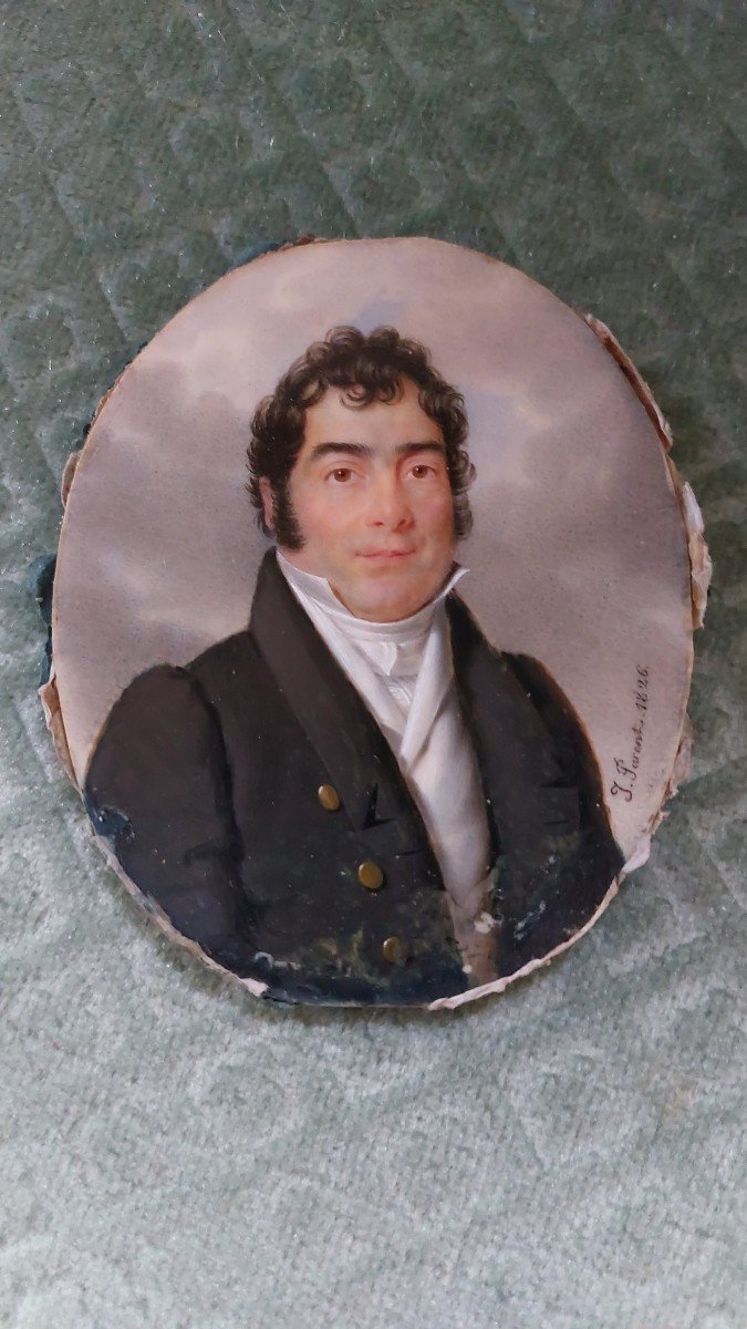 Portrait Homme Miniature Signée Et Datée 1826-photo-4