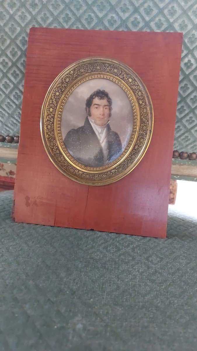 Portrait Homme Miniature Signée Et Datée 1826-photo-2