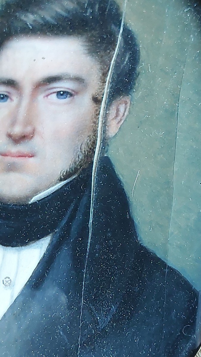 Portrait Homme Miniature Signée Et Datée 1836-photo-3