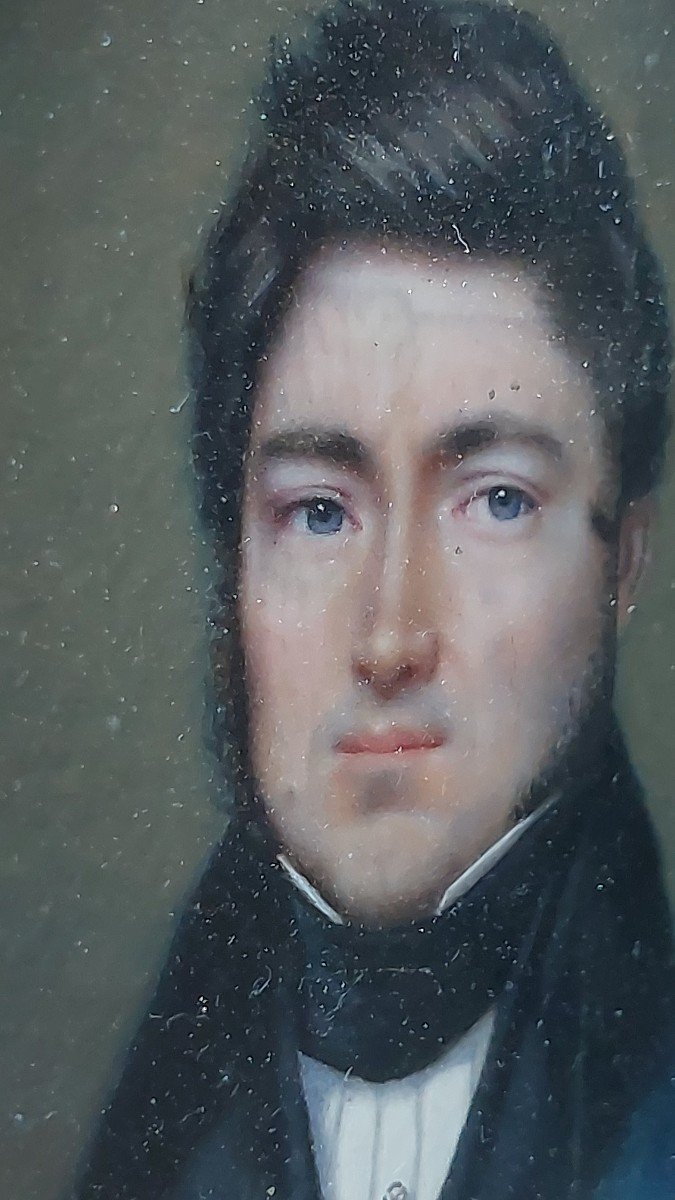 Portrait Homme Miniature Signée Et Datée 1836-photo-1