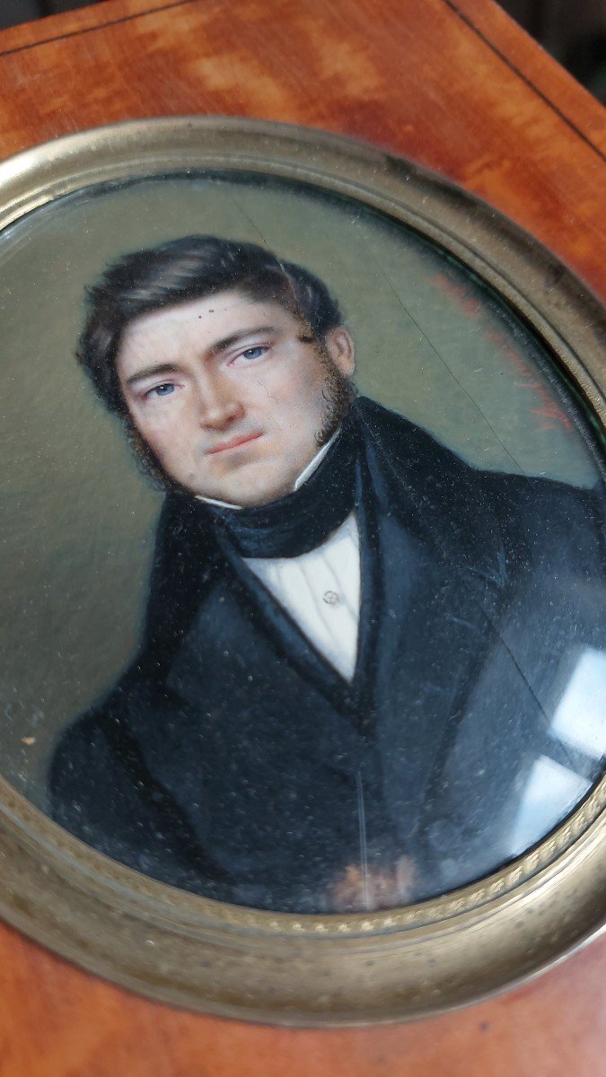 Portrait Homme Miniature Signée Et Datée 1836