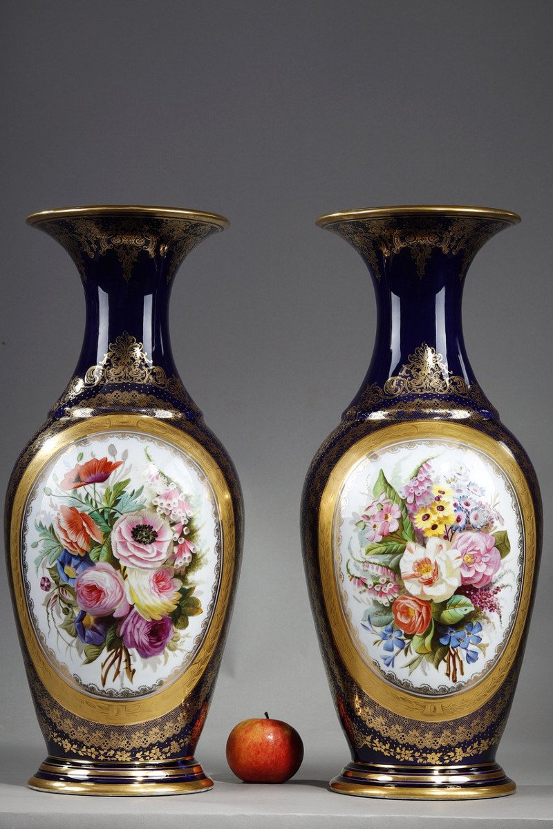 Paire de grands vases en porcelaine -photo-2