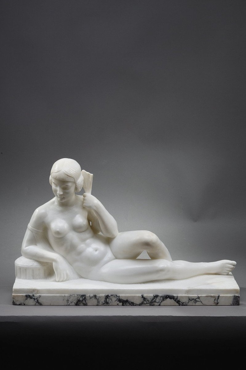 White Marble Odalisque From The Art Deco Period -photo-2