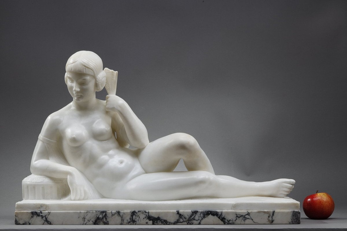 White Marble Odalisque From The Art Deco Period -photo-3