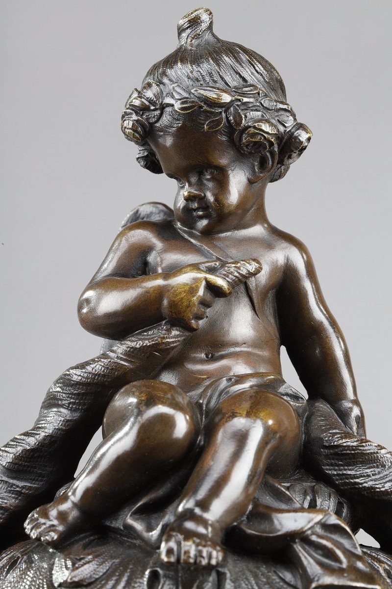 Bronze Vase Decorated With Putti Harvesters, In The Taste Of Clodion, 19th Century-photo-6