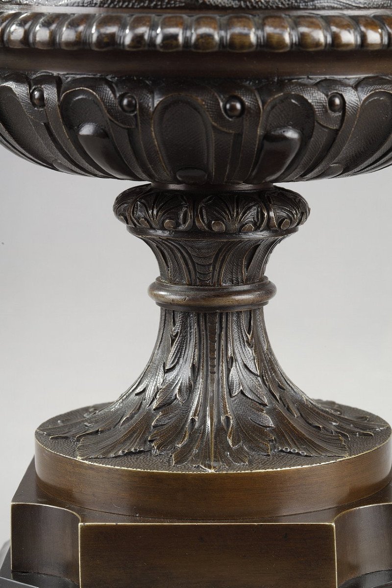 Bronze Vase Decorated With Putti Harvesters, In The Taste Of Clodion, 19th Century-photo-8