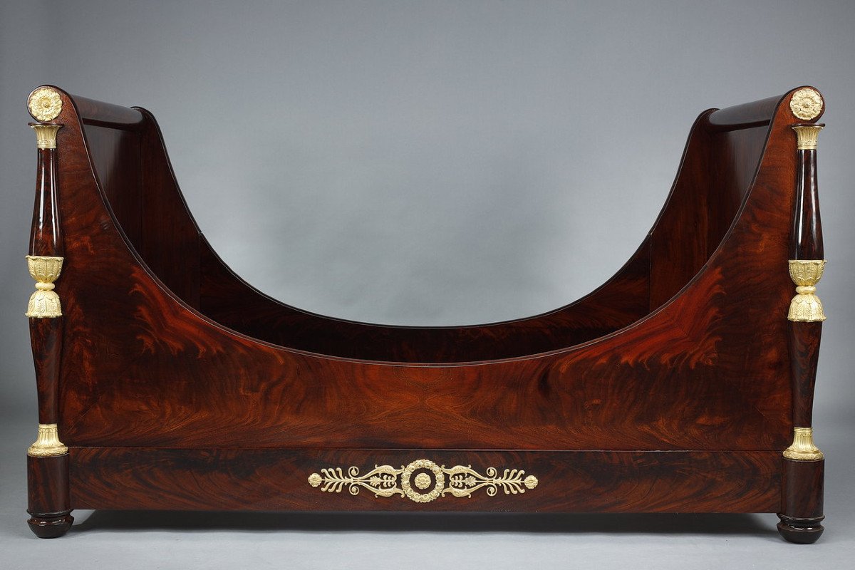 Large Solid Mahogany Boat Bed From The Empire Period -photo-3