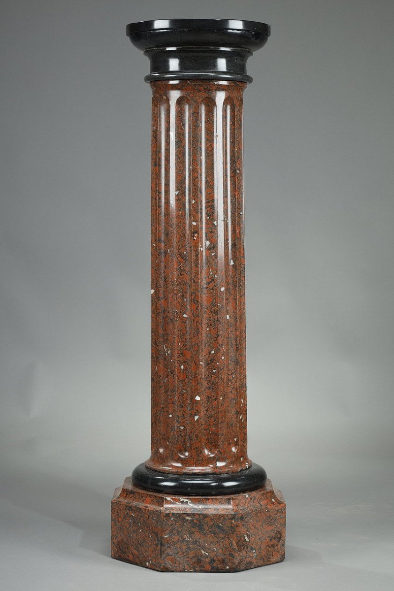 Column In Griotte Scagliola, Late 19th Century-photo-1