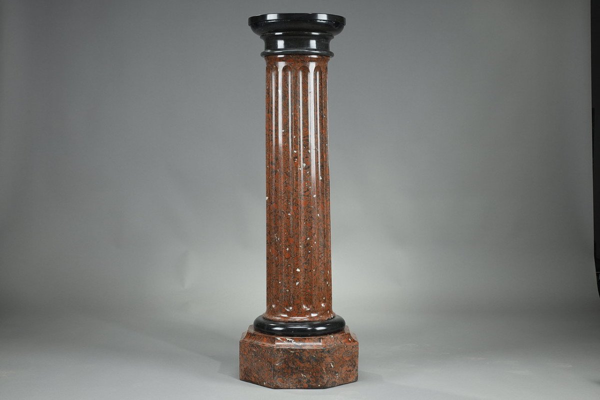 Column In Griotte Scagliola, Late 19th Century-photo-6