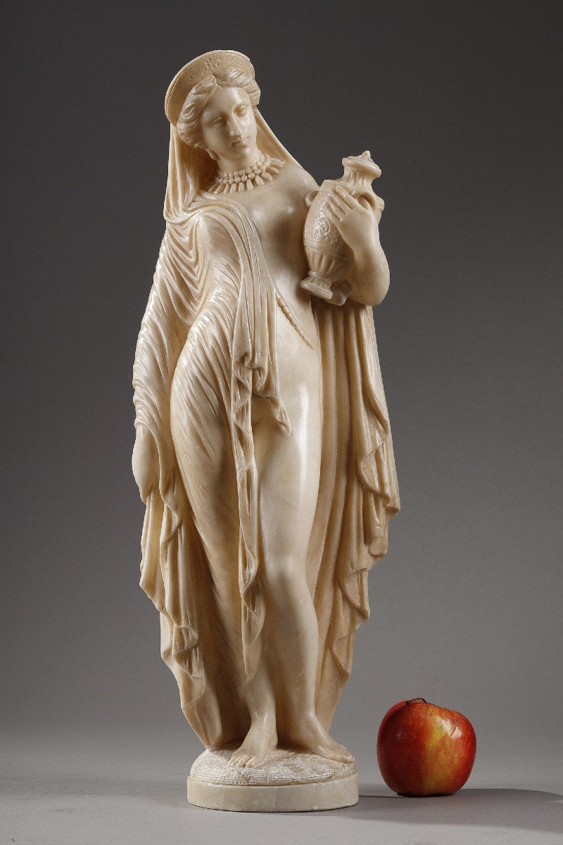 "pandora" After James Pradier, Alabaster Statuette, 19th Century-photo-2