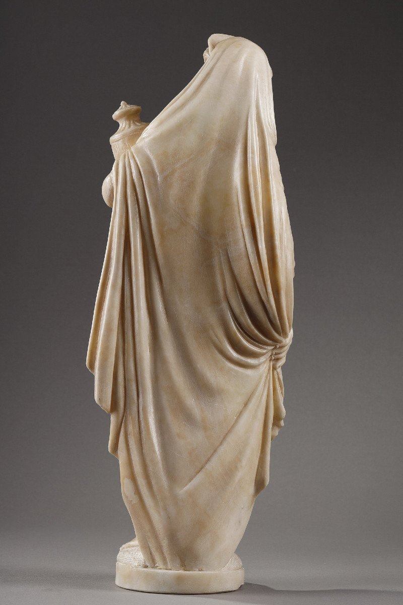 "pandora" After James Pradier, Alabaster Statuette, 19th Century-photo-1