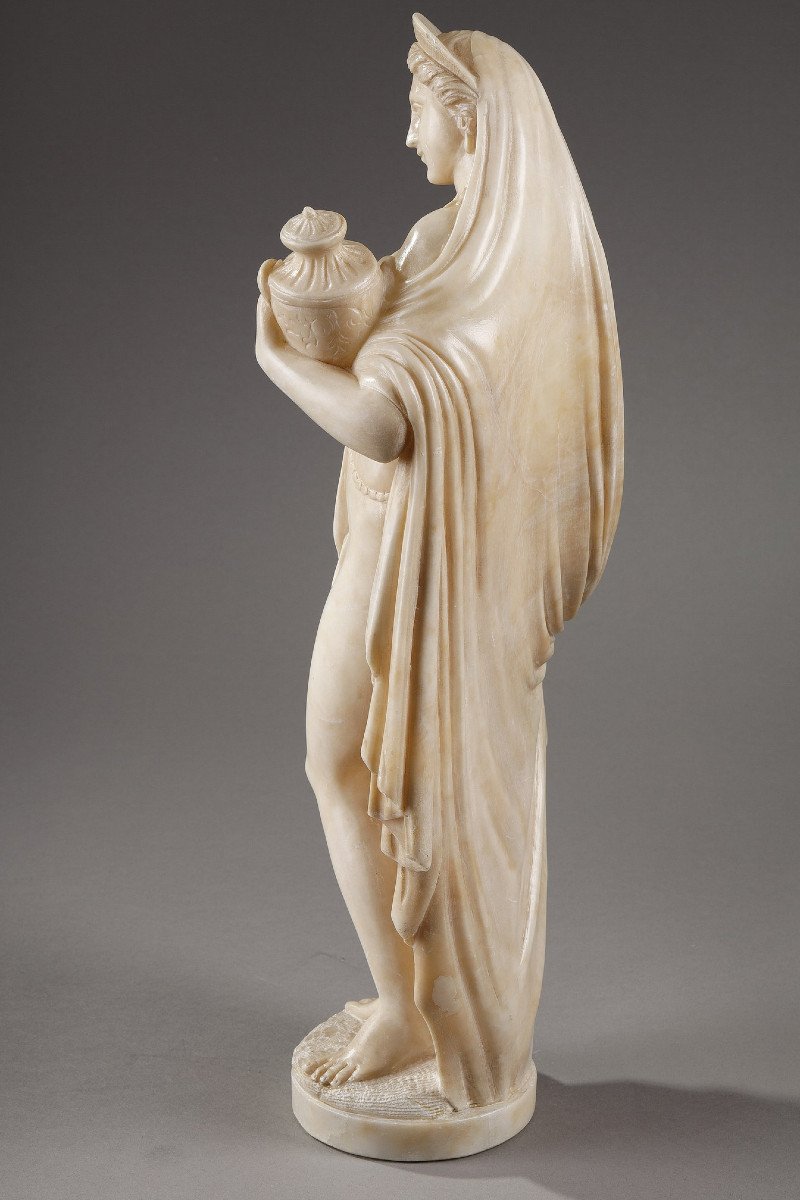 "pandora" After James Pradier, Alabaster Statuette, 19th Century-photo-2