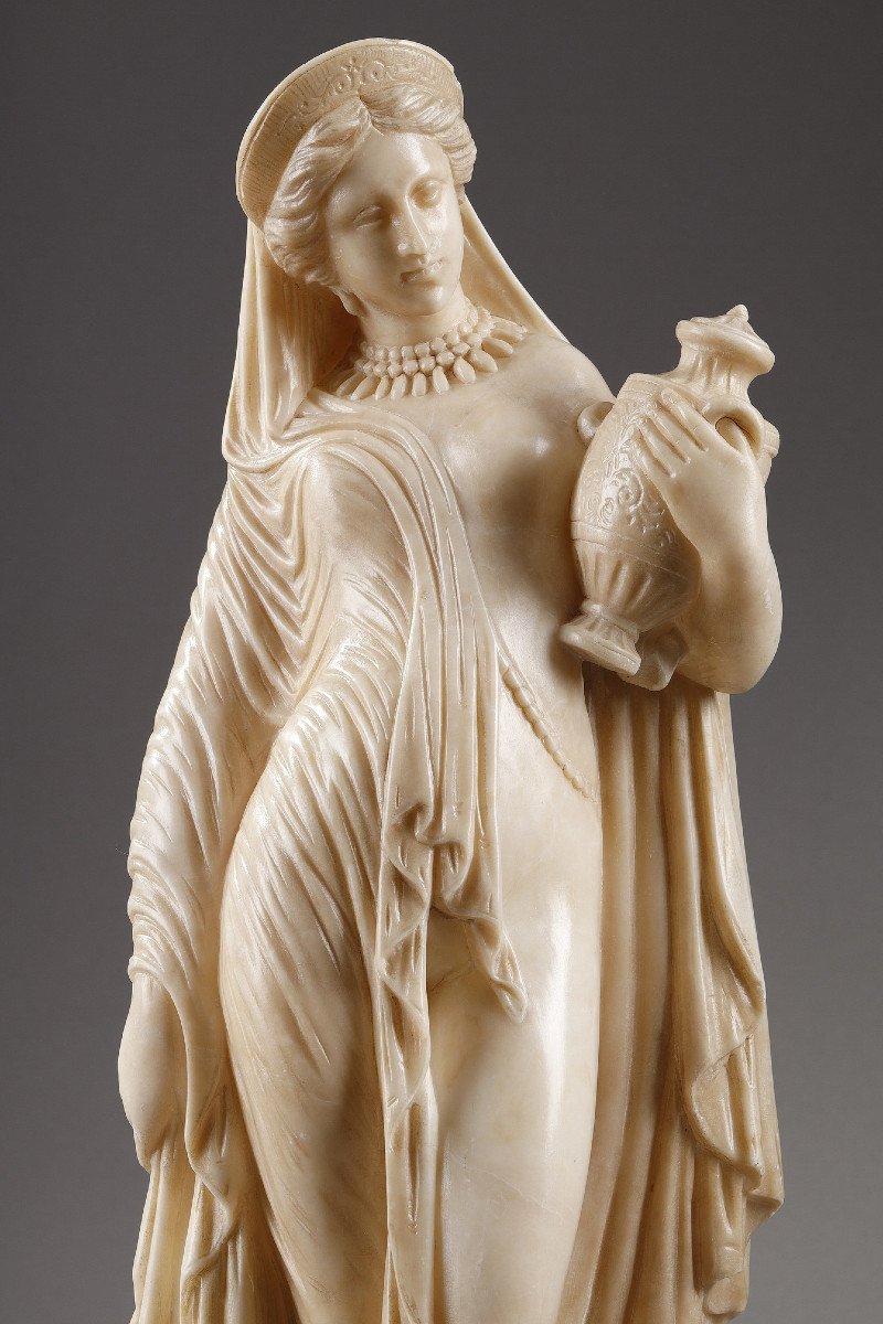 "pandora" After James Pradier, Alabaster Statuette, 19th Century-photo-5