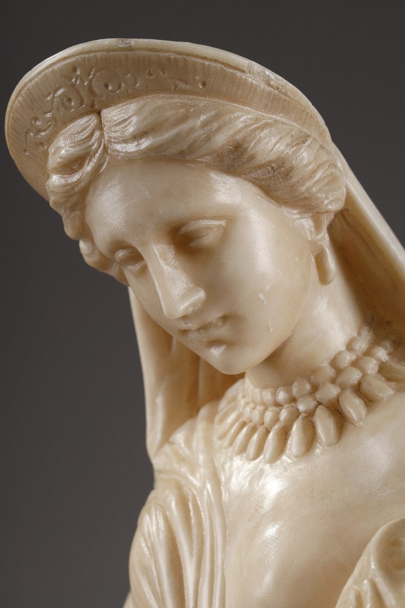 "pandora" After James Pradier, Alabaster Statuette, 19th Century-photo-7