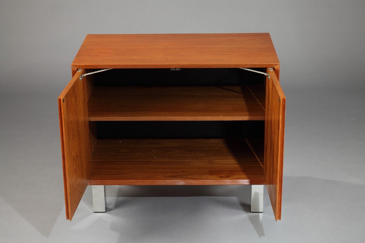 Low Cabinet In Teak Veneer With Two Leaves, Danish Design 1960-photo-3