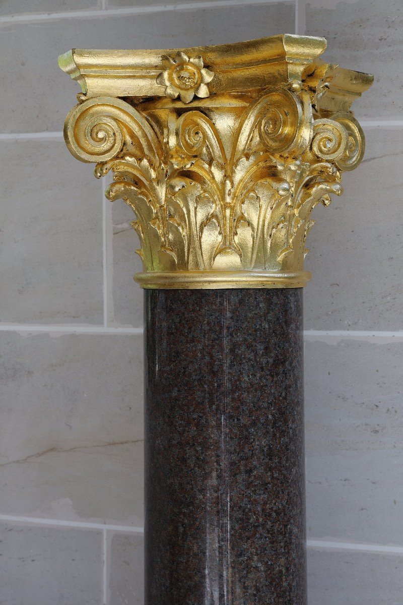 Importante Colonne En Granit Et Bronze Doré De Style Néoclassique, XXe -photo-1