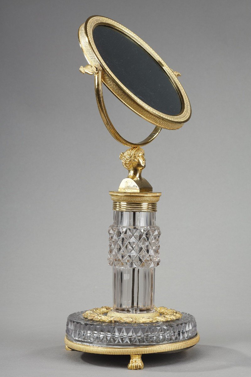 Toilet Mirror In Cut Crystal And Gilt Bronze Frame Charles-photo-4