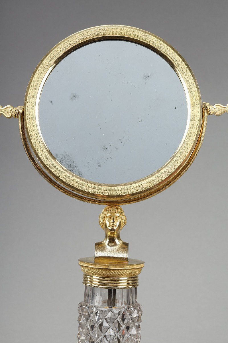 Toilet Mirror In Cut Crystal And Gilt Bronze Frame Charles-photo-3