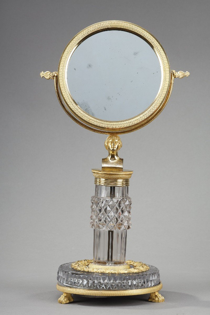 Toilet Mirror In Cut Crystal And Gilt Bronze Frame Charles