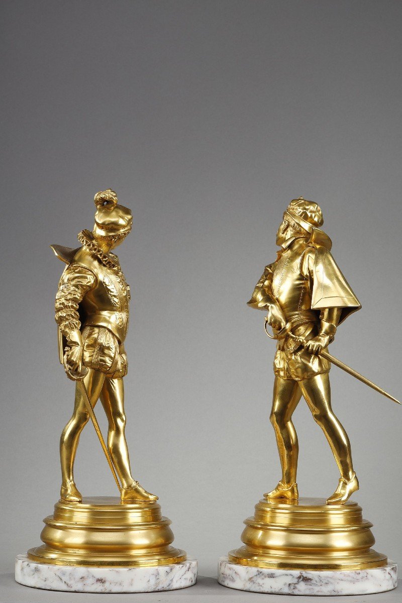 Two Bronze Sculptures By Auguste Louis Lalouette (1826-1883) Representing The Duelists-photo-2