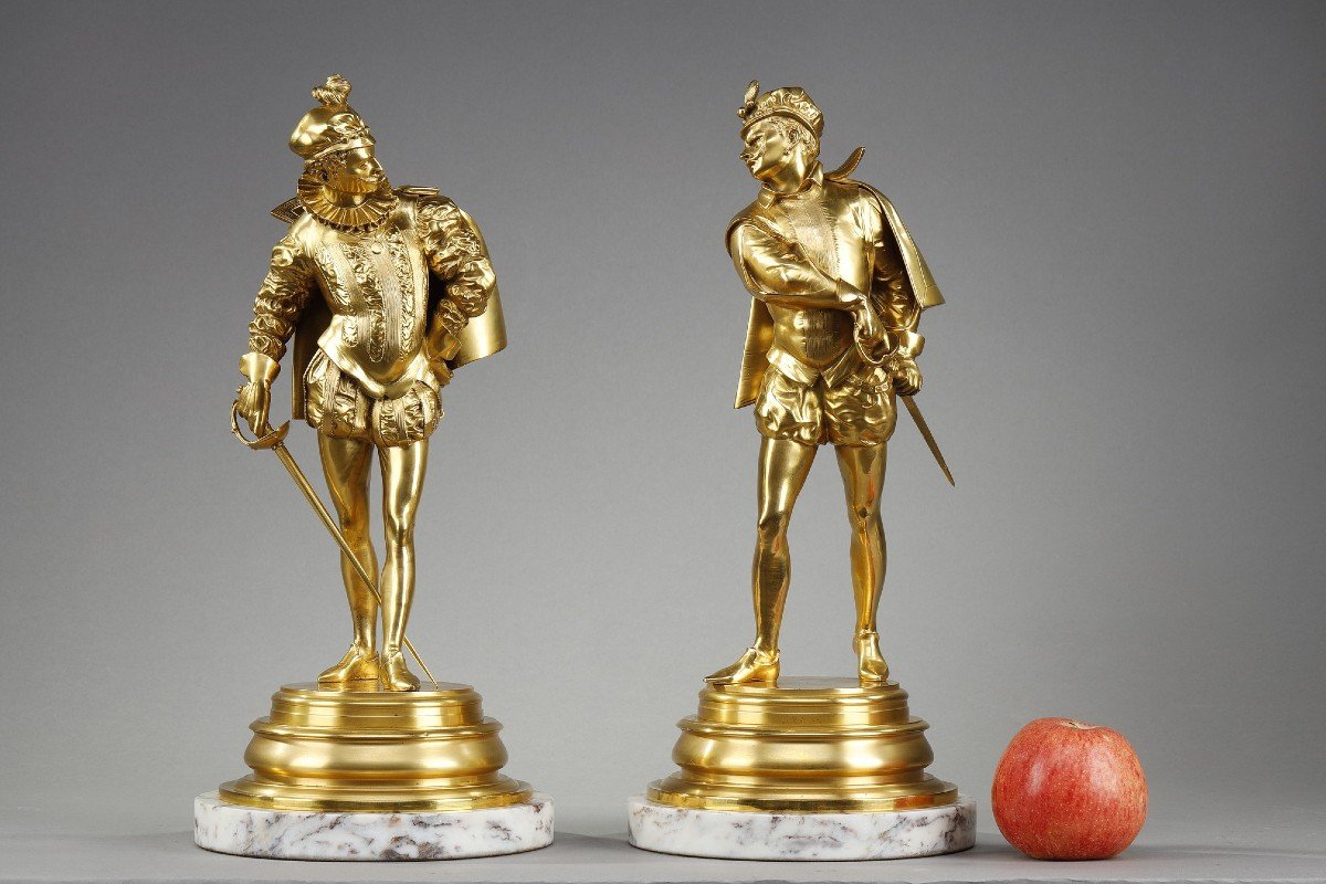 Two Bronze Sculptures By Auguste Louis Lalouette (1826-1883) Representing The Duelists-photo-3