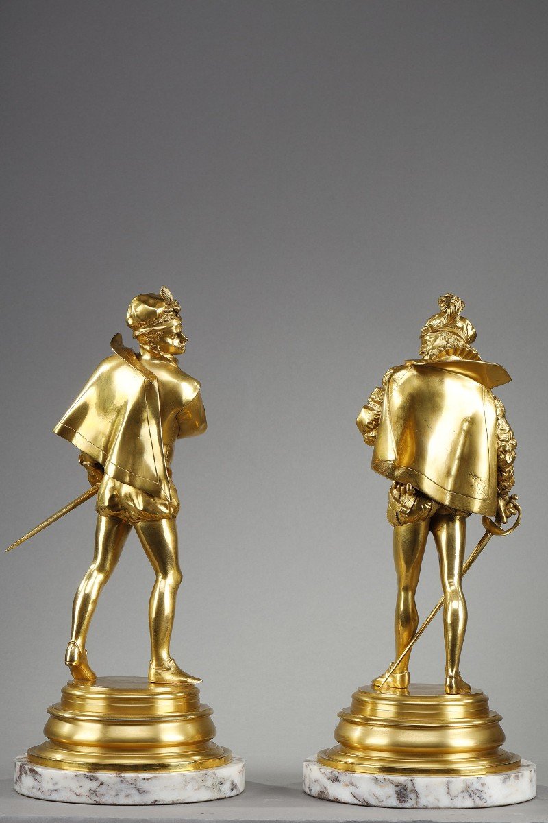 Two Bronze Sculptures By Auguste Louis Lalouette (1826-1883) Representing The Duelists-photo-4