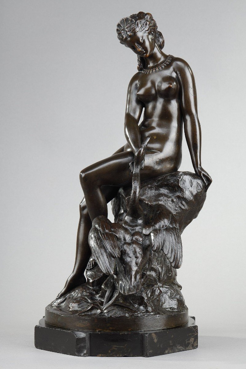 Bronze “leda And The Swan” By Louis Kley (1833-1911)-photo-3
