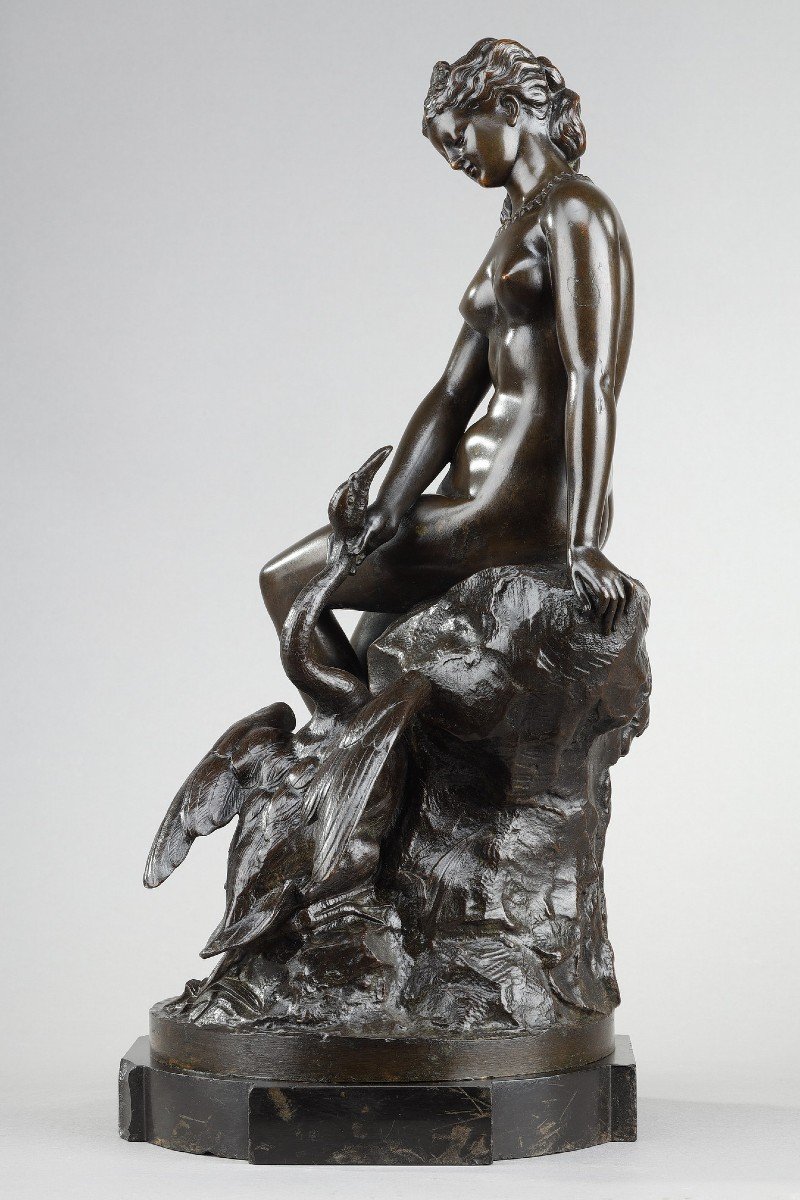 Bronze “leda And The Swan” By Louis Kley (1833-1911)-photo-4