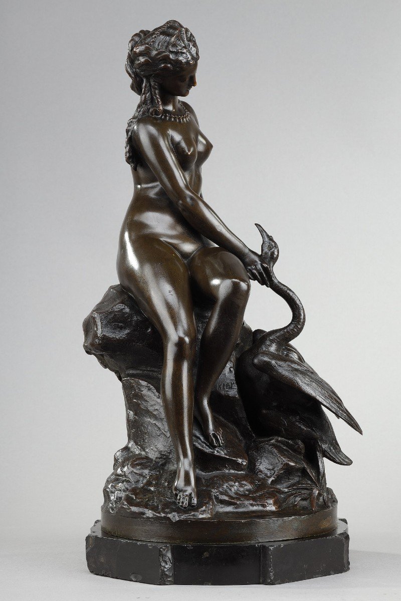 Bronze "Léda Et Le Cygne" De Louis Kley (1833-1911) -photo-4