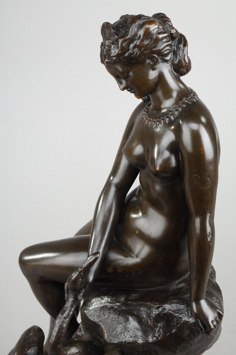 Bronze “leda And The Swan” By Louis Kley (1833-1911)-photo-7