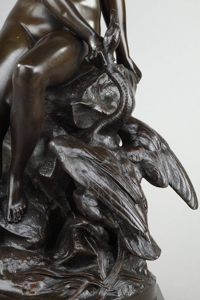 Bronze "Léda Et Le Cygne" De Louis Kley (1833-1911) -photo-8