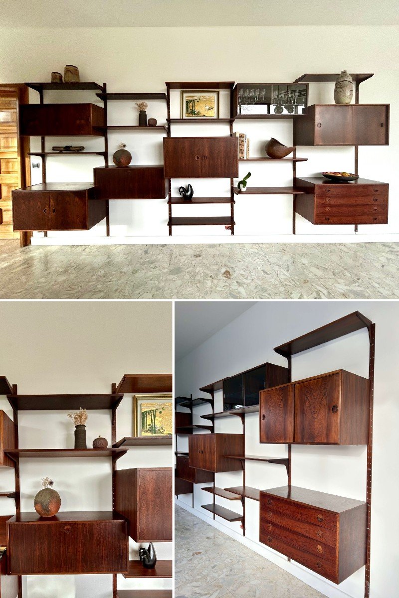 Hansen & Guldborg Møbler Wall Bookcase In Rosewood, Denmark 1960