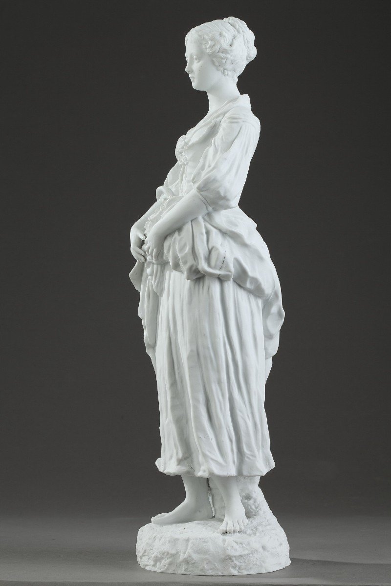 Statuette En Biscuit "jeune Fille à La Cruche Cassée", XIXe Siècle-photo-3