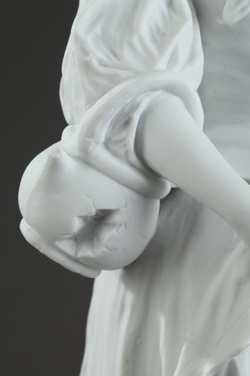 Statuette En Biscuit "jeune Fille à La Cruche Cassée", XIXe Siècle-photo-6