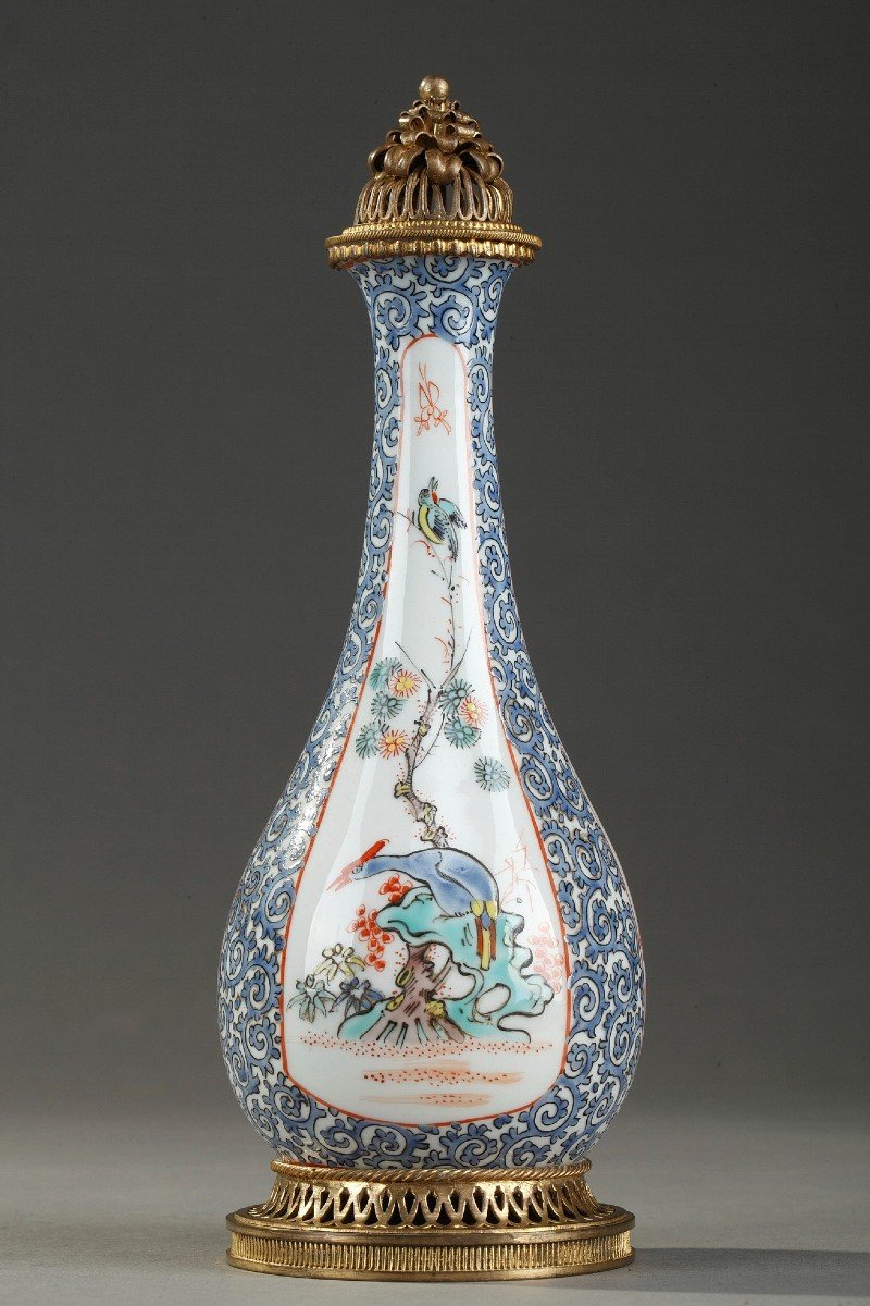 Flacon De Parfum Ancien : Fiole à Opium En Porcelaine Et émail, Manufacture Samson