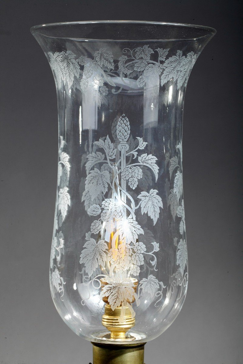 Pair Of Antique Oil Lamps Decorated With Birds And Flowers In The Chinese Style-photo-7