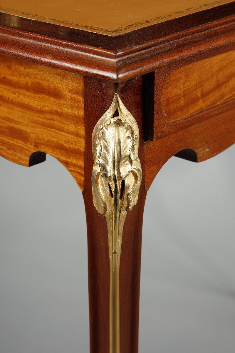 Mahogany And Mahogany Veneer Tiered Desk, Art Nouveau Period-photo-7