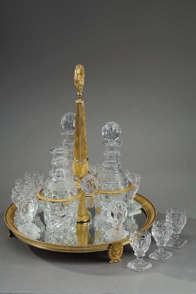 Charles X Period Liqueur Service In Gilt Bronze And Cut Crystal-photo-3