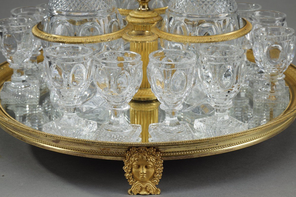 Charles X Period Liqueur Service In Gilt Bronze And Cut Crystal-photo-3