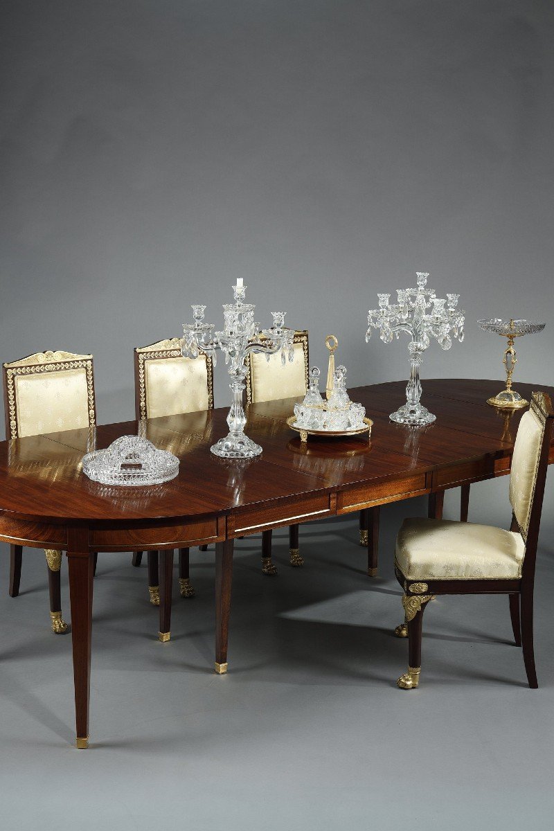 Table In Solid Mahogany And Mahogany Veneer With Extensions, Louis XVI Style-photo-3