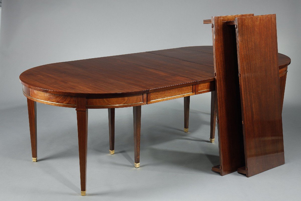 Table In Solid Mahogany And Mahogany Veneer With Extensions, Louis XVI Style-photo-1